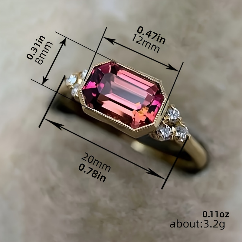 Vintage Claddagh Ring Women Red Zirconia Copper Plating Jewel